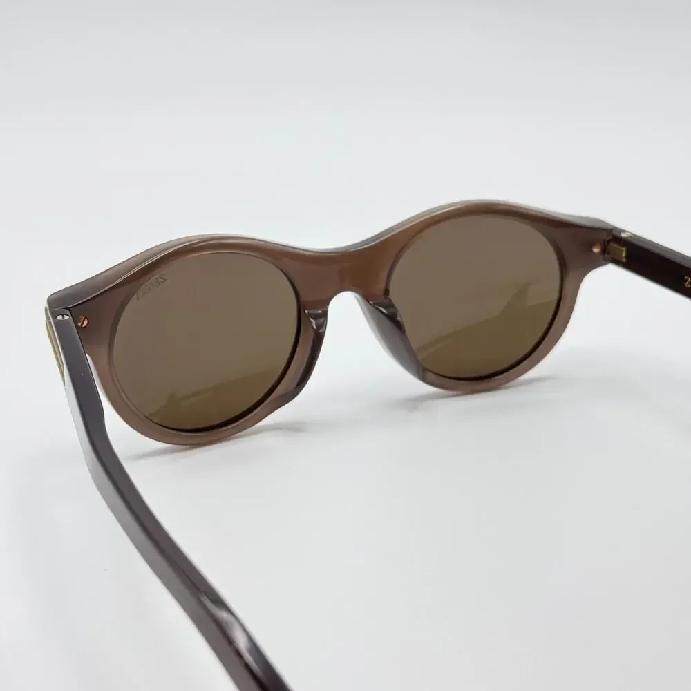 Ermenegildo Zegna Sunglasses EZ0271 48E Shiny Dark Brown Frame Brown Lens 48mm